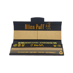 Load image into Gallery viewer, 33 Alien Puff Black & Gold King Size Unbleached Brown Rolling Papers + Tips ( HP103 )